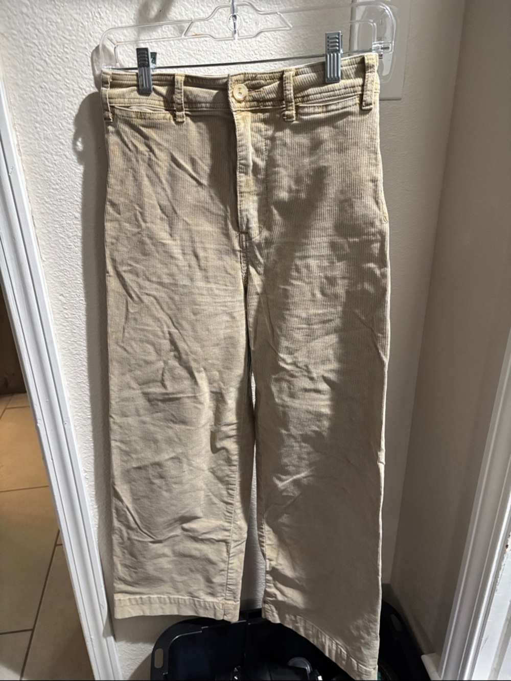 Free People Beige Corduroy Straight-Leg Pants 26